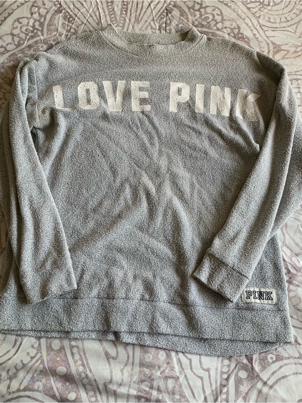 Victoria's Secret PINK Gray Crewneck 'LOVE PINK' Sweater